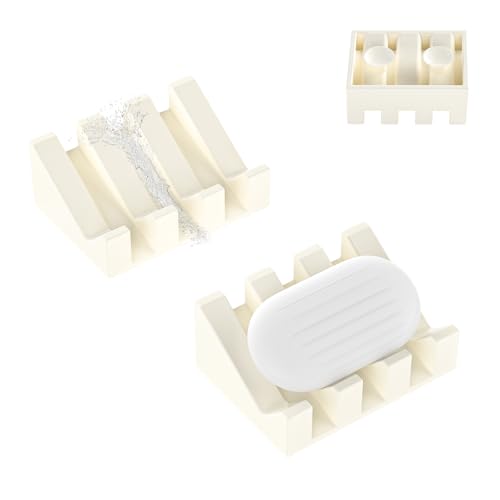Soap Dishes with Suction Cups, Silicone Soap Holder & Saver with Drainage, Bar Soap Holder for Shower for Bathroom, Kitchen, Bathtub, Easy to Clean, Keep Soap Dry, Extend Soap Life(Beige) - color: Beige