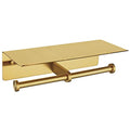 APLusee Brushed Gold Double Toilet Paper Holder with Shelf, Heavy Duty 304 Stainless Steel Tissue Roll Holder, Commercial Paper Dispenser Wall Mounted - color: Brushed Gold, size: Double Rod