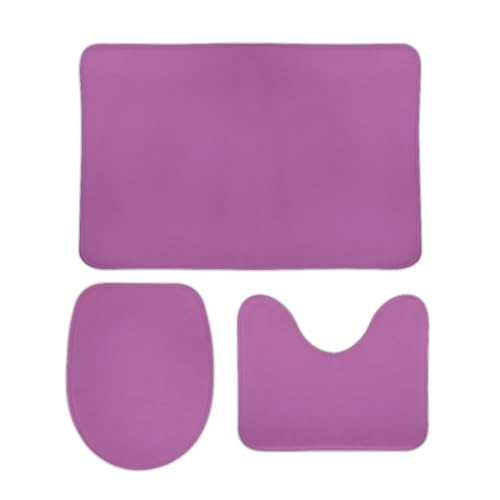 Bathroom Rugs Set 3 Piece Elegant Simple Bold Purple Bath Rug Mat Set, Non Slip Absorbent Bathroom Decor Mat, Toilet Lid Cover & U Shaped Contour Rug - color: Bold Purple, size: 1'8" x 2'6" (Rectangular)