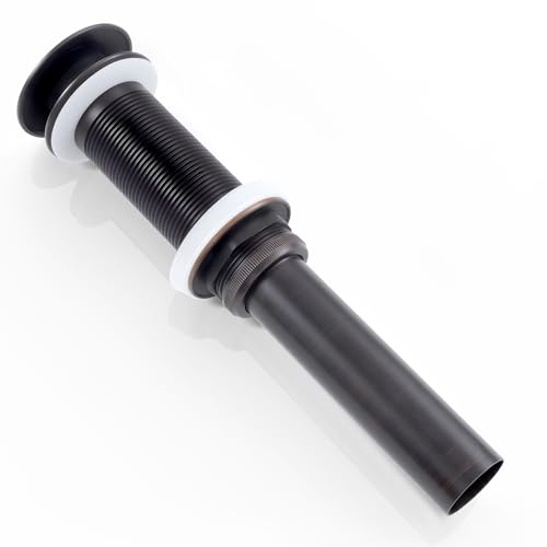 KES Oil Rubbed Bronze Bathroom Sink Drain with Extended Thread, All Metal Pop Up Drain Stopper without Overflow for Thicker Vessel Sinks and Countertops, Brass and Stainless Steel, S2022D-ORB - color: Oil Rubbed Bronze, style: NO Overflow, Long Thread