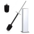 BVL Toilet Brush and Holder Set Chrome Stainless Steel 304 Square Freestanding Toilet Brush for Bathroom - color: Chrome