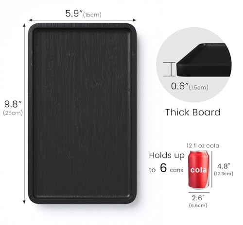 VERTORGAN Bamboo Serving Tray,9.8x5.9 Inch Decorative Trays Platter for Coffee Table,Living Room,Bar,Party,Mini Charcuterie Boards Cheese Board,Home Decor（Black） - color: Black, size: 9.8" x 5.9" x 0.6"