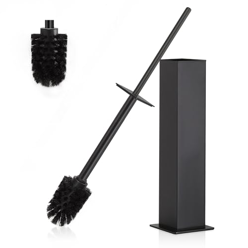 BVL Toilet Brush and Holder Set Black Stainless Steel 304 Square Freestanding Toilet Brush for Bathroom - color: Black
