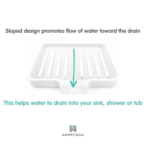 Silicone Soap Dish Tray and Sponge Holder with Drain Chute, Rectangular, Kitchen and Bathroom Sink Organizer (Grey, 5.2"x4" (Set of 2), 7.2 Ounces) - color: Gray, size: (SM) 5.2"x4" (2pcs)