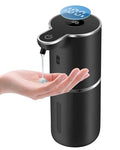 Automatic Liquid Soap Dispenser 12.8oz, Rechargeable & 6 Levels Soap Adjustable with Digital Display, Wall Mount, Waterproof, Touchless Hand/Dish Soap Dispenser for Kitchen, Bathroom, Hotel - color: Black