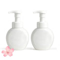 Kids Foaming Soap Dispenser, Plastic 10oz 300ml Cute Hand Toddler Soap Dispenser for Bathroom Flat Refillable Pump Bottles for Kitchen Liquid Shampoo Body Wash Set of 2 (White+White)