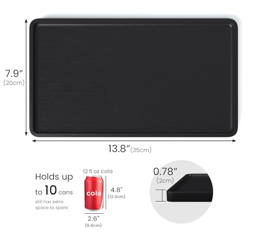 VERTORGAN Bamboo Serving Tray,13.8x7.9 Inch Decorative Trays Platter for Coffee Table,Living Room,Bar,Party,Mini Charcuterie Boards Cheese Board,Home Decor（Black） - color: Black, size: 13.7" x 7.8" x 0.8"