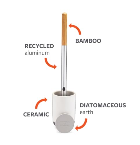 Full Circle Scrub Queen, Bathroom Toilet Brush with Ceramic Holder and Instant-Dry Coating for Mold & Mildew Prevention, More Hygenic Toilet Cleaning Scrubber, Replaceable Head, White - color: Starter Kit, style: Toilet Brush