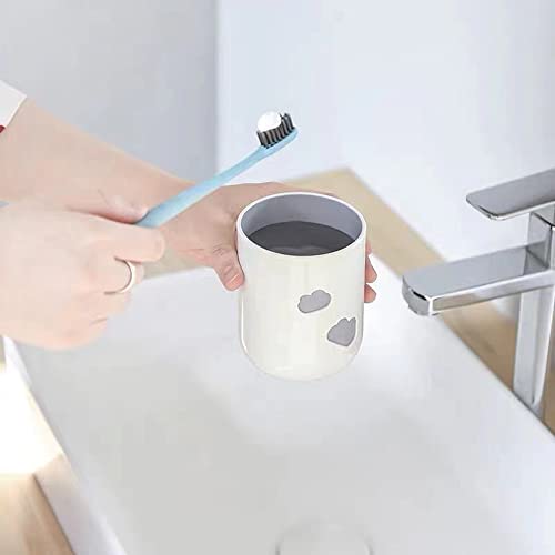 Simple Cloud Mouthwash Cup - Creative Cute Couple Mouthwash Cup (Light Pink & Off White) - color: Light Pink & Off White