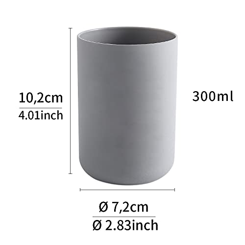 Bathroom Tumblers 2Pcs, Mouthwash Cup, Toothbrush Holders, Drink Mug, Pen Holder, Unbreakable Dishwasher Safe, 10fl.oz(300ml)/Pcs (Grey & Grey) - color: Grey&grey