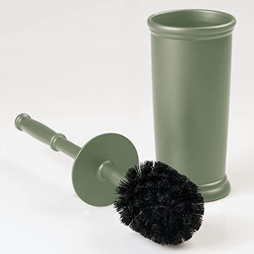 mDesign Toilet Bowl Brush and Holder - Covered Bathroom Toilet Brush - Standing Toilet Bowl Scrubber in Modern Holder - Space Saving, Deep Cleaning Brush for Toilet - Hyde Collection - Olive Green - color: Olive Green
