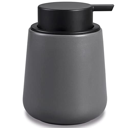 BosilunLife Grey Lotion Dispenser - Modern Ceramic Soap Dispenser Bathroom 12 oz Bottles Lotion Hand Pump Dispenser Black Pump Dish Liquid Dispenser for Kitchen Hand Wash Dispenser - color: Matte Grey