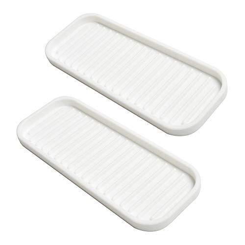 Silicone Sponge Holder for Kitchen Sink - Soap Tray 2 Pack White | Kitchen soap tray, sponge tray, sink organizer, dish caddy; soap holder, soap dispenser, scrubber, spoon holder, accessories - color: White