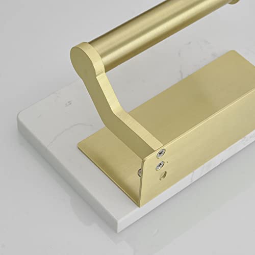 Hoimpro Brushed Gold Aluminum Toilet Paper Holder with White Natural Marble Shelf, Wall Mounted Tissue Hand Paper Roll Storage Holder for Bathroom Kitchen Washroom Bedroom - color: Gold