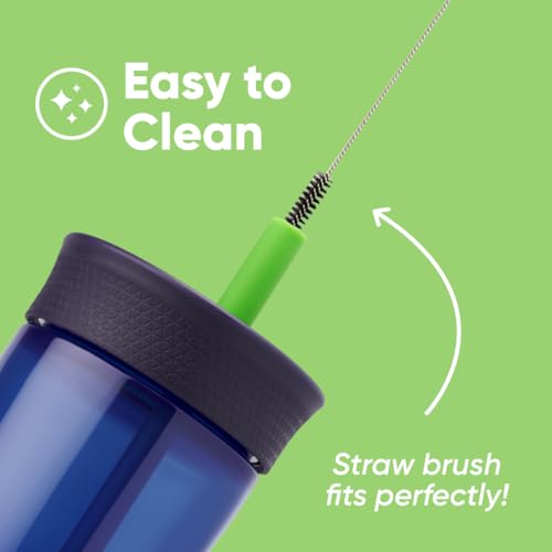 Owala Kids BPA-Free Plastic Tumbler with Spill Resistant Flexible Straw, Easy to Clean, Kids Water Bottle, Great for Travel, Dishwasher Safe, 15 Oz, Navy and Blue (Home Base) - color: Home Base, size: 15 Ounces