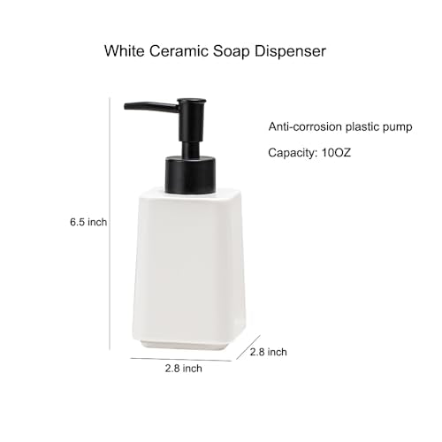 10OZ Matte Ceramic Soap Dispenser for Bathroom Liquid Hand Dish Pump Soap - color: Matte