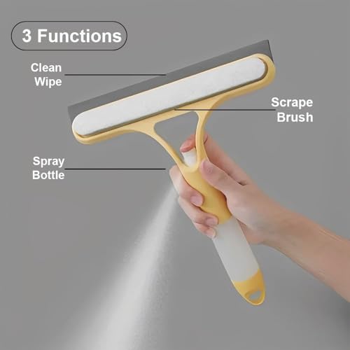 3 in 1 Spray Window Squeegee Cleaner Scraper, Window Squeegee Cleaner Tool with Spray Bottle for Shower Glass, Mirrors, Car, Home Window Cleaner Tool (White) - color: White