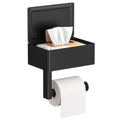 FORIOUS Toilet Paper Holder with Shelf, Sanitary Napkin Receptacle Tampon Holder, Wall Mount Toilet Paper Holder with Storage, Flushable Wipes Dispenser Fits for Bathroom Commercial(Black, 6.5 L) | The smaller, lighter box is not suitable for large wipes.