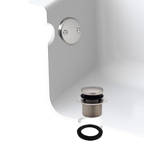 Westbrass R93-2-20 1-1/2" Coarse Thread Tip-Toe Bathtub Drain Trim Set with 2-Hole Overflow Faceplate, Stainless Steel - color: Stainless Steel, size: 1-Pack