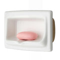 1 Pcs 9.8 x 6.5 White Vintage Recessed Ceramic Soap Dish for Shower Wall, Space-Saving, Large Retro Ceramic Soap Holder, Self-draining Built-in Holder for Bathroom & Laundry Keep Dish Dry - style: Recessed
