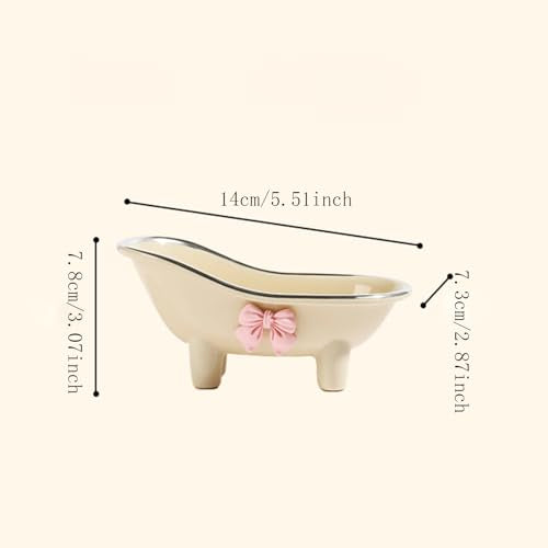 5.5" Soap Dish, Mini Bathtub Shape Soap Holder Container for Desktop Shower, Makeup Beauty Blender Organizer for Bathroom Decor