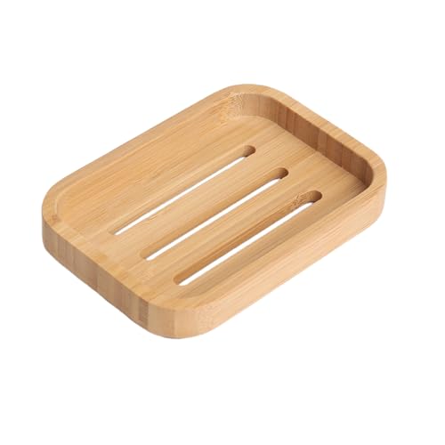 Bamboo Bar Soap Holder Wooden Soap Dish | For Shower, Bathroom, Kitchen, Self Draining Tray - size: 1pcs-Bamboo