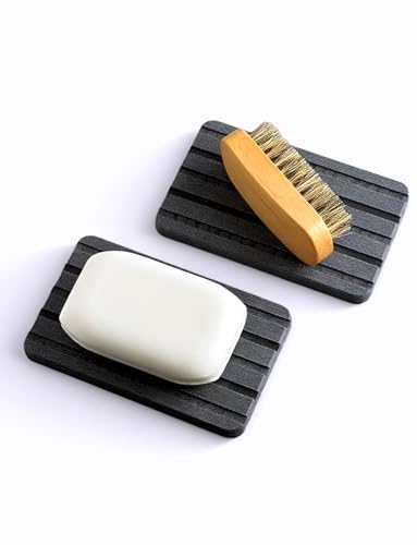 Diatomite Stone Soap Dish, Quick Drying Tray Soap Holder 2PCS | Fast drying bar soap holder and water absorbing stone tray for sink, bathroom shower, kitchen, and soap dispenser. - color: Gray 2