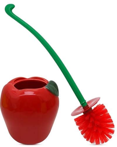 Deep & Sturdy Toilet Bowl Brush with Holder - Apple Bowl Brush - Durable Scrubbing - Toilet Cleaners - Household Essentials - Bathroom Cleaner - Cleaning Supplies - Household Supplies - color: Apple