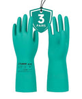 LANON 3 Pairs Nitrile Chemical Resistant Gloves, Reusable Heavy-Duty Rubber Gloves, Acid, Alkali & Oil Protection, Non-Slip, XXL - size: 2X-Large (Pack of 3)