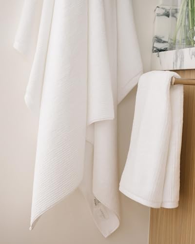 Cozy Earth Ribbed Hand Towel Set - 60% Cotton 40% Viscose from Bamboo Hand Towels - Soft & Absorbent Textured Ribbed Pattern - 2 Pack White - color: White, size: Hand Towel