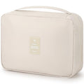 Mossio Hanging Toiletry Bag with Sturdy Hook - Large Portable Cosmetic Makeup Travel Organizer for Men & Women - color: Beige