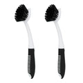 Dish Brush with Handle, 2 Pack Scrub Brushes with Built-in Scraper for Cleaning Kitchen, Pots, Pans and Sink, Scrubber Washing Tools, Black - color: Black