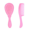 HEALLILY Baby Brush and Comb Set for Newborns and Toddlers Gentle Scalp Massage with Rounded Teeth Anti-Static Pink Baby Hair Washing Comb Soft Grooming Kit for Infant Hair Care