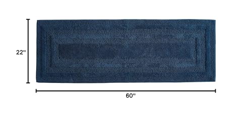 Eddie Bauer - Bathroom Rug, 100% Soft Plush Tufted Cotton Runner Rug, Highly Absorbent, Quick-Dry, and Skid-Resistant Backing (Logan Indigo Blue, 22" x 60") - color: Indigo Blue, style: 22" x 60"
