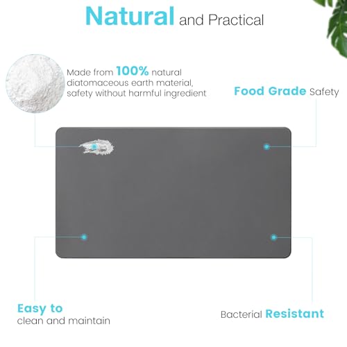 Large Diatomite Stone Bath Mat, Premium Non-Slip Natural Diatomaceous Earth Bathtub Quick Drying Mats for Bathroom Floor (30" x 17" Dark Gray) - color: Dark Grey, size: 30" x 17"