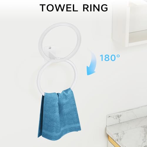 KLJKPA Bathroom Accessories Set, 4-Piece White Bathroom Hardware Set | 24 inch Towel Bar, Towel Racks for Bathroom, Robe Towel Hooks, Toilet Paper Holder Wall Mounted - color: White (4 Piece), size: 24 inch