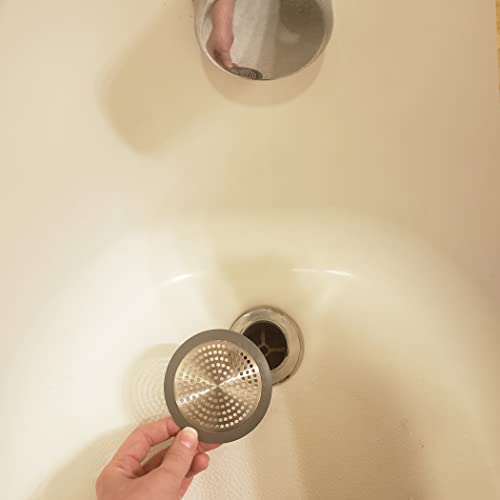 Danco 11040P Bathroom Sink Hair Catcher, Bathtub Drain Protector, Sink and Tub Strainer, 2-Pack - color: Brushed Nickel, size: Round [Pack of 1], style: Sink/Bathtub