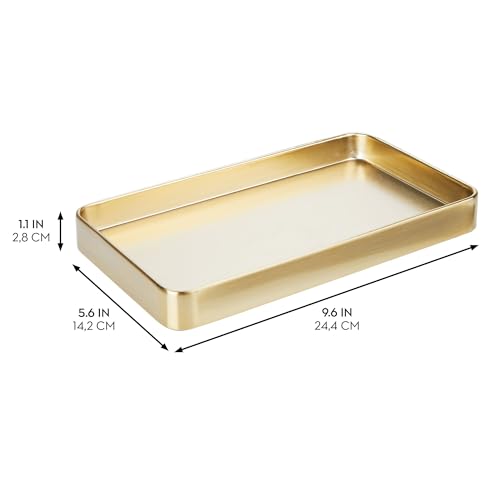 iDesign Steel Vanity Tray for Bathroom Organization and Storage - Soft Brass - color: Soft Brass, style: Pack of 1