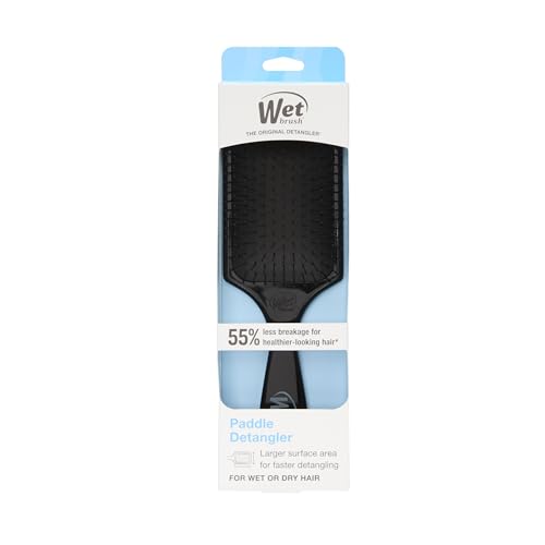 Wet Brush Paddle Detangler Hair Brush, Black, Ultra-Soft IntelliFlex Bristles with AquaVent Design, Great For Treatment & Mask Application, Women, Men, Wet, Dry and Damaged Hair - color: Black, size: 1 Count (Pack of 1)