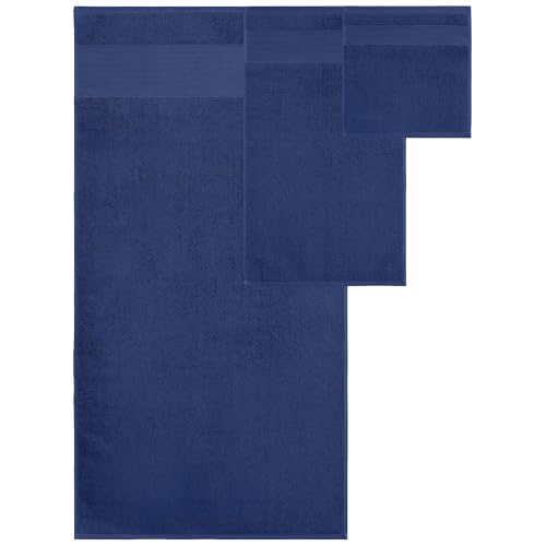 Modern Threads Air Cloud 18-Piece Towel Set - 100% Zero-Twist Cotton, 500 GSM, Quick Dry & Plush, Navy - color: Navy, size: 18 Pcs Towel Set