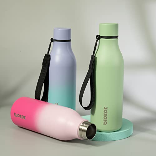 BJPKPK Insulated Water Bottles, 18 oz Stainless Steel Metal Water Bottle with Strap, BPA Free Leak Proof Jugs, Mugs, Flasks, Reusable Thermal Flasks for Sports & Travel, Cherry - color: Cherry, size: 18 Ounces, style: 18oz