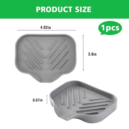 Silicone Sponge Holder with Drain Spout, Soap Dish for Shower Bathroom Kitchen, Easy to Clean, Quick Drying (4.7" x 3.6")