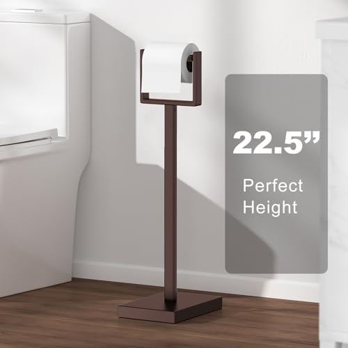 Bronze Toilet Paper Holder Stand，Stainless Steel Toilet Paper Holder Free Standing，Stable Weighted Base Floor Tissue Roll Holder for Bathroom，Modern Pivoting Toilet Paper Stand - color: Bronze