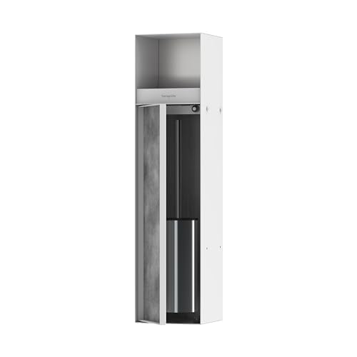 hansgrohe XtraStoris Rock Recessed Toilet Brush Holder with Toilet Paper Holder & Tileable Door in Matte White, 56062700 - color: Matte White