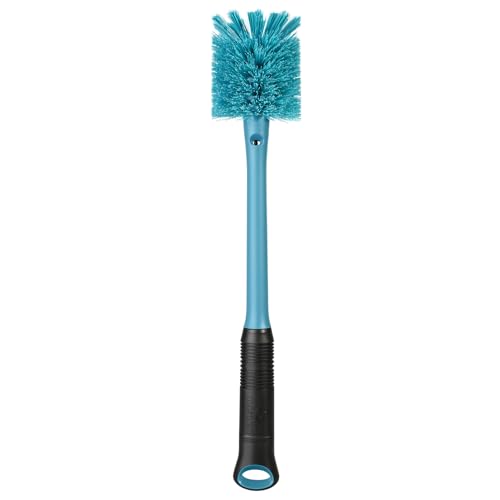 MOSOLAN 2-in-1 Water Bottle Brush and Straw Cleaner Brush, Long Handle Scrub Brush with Replaceable Head for Water Bottles, Glasswares, Mugs, Flasks, Tumblers and Kitchen Sink, Smokey Blue, 1 Pack - color: Smokey Blue, size: 1 Count (Pack of 1)