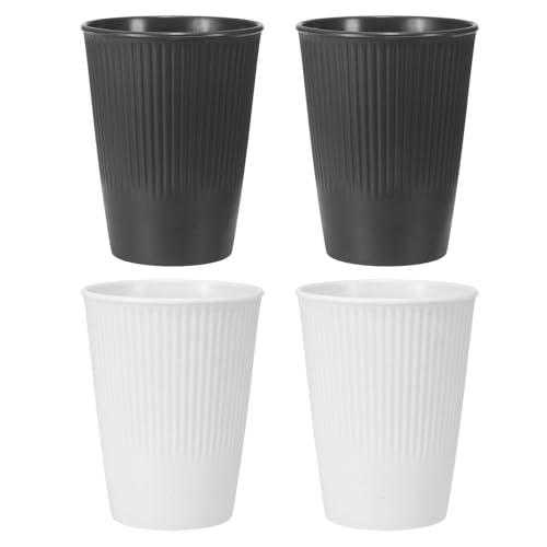 uxcell 4 Pcs Simple Toothbrush Cup, 3.3 x 3.3 x 4.2 Dishwasher Safe Bathroom Tumbler Reusable Plastic Cup Set for Storing Toothpaste Combs, Gray/White - color: Gray/White