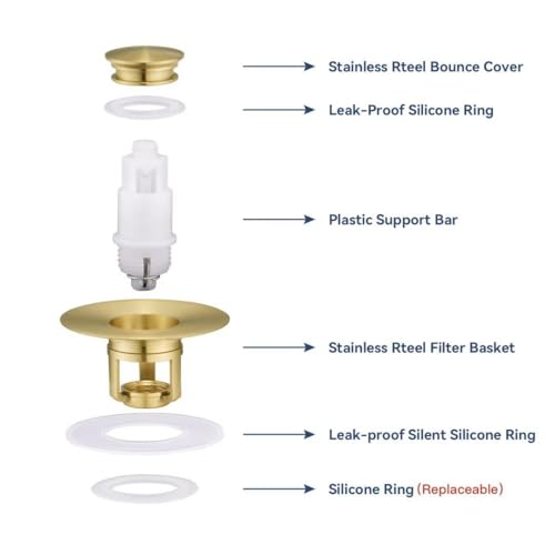 Universal 2 in 1Bathroom Sink Stopper, 2 Pack Pop Up Bathroom Sink Drain Strainer for 1.06"-1.65" Basin Drain Holes, Anti Clogging Drain Filter (Gold(s)-2p) - color: Gold(s)-2p