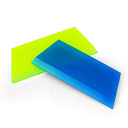 CARTINTS 2pack Mini Squeegee Rubber Squeegee, 5.1x 2 inch, for Cleaning Glass, Shower Door and Car Windows and Screen Printing, Blue/Green - color: Blue+green