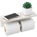 Gypie Double Toilet Paper Holder, Toilet Paper Wall Mount, White Marble | Toilet Paper Holder with Shelf, Stainless Steel Roll Holder for Bathroom Washroom - color: White Double