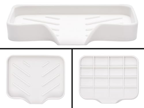 Silicone Soap Dish & Tray - Self Draining, Durable Rubber with Drainage - Kitchen & Shower Soap Holder - color: Cream, size: S(4.7X3.5) 1 PC